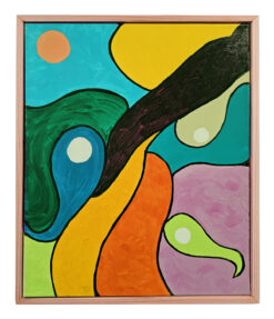 Retro abstract canvas 60s inspired hand-painted framed wall art