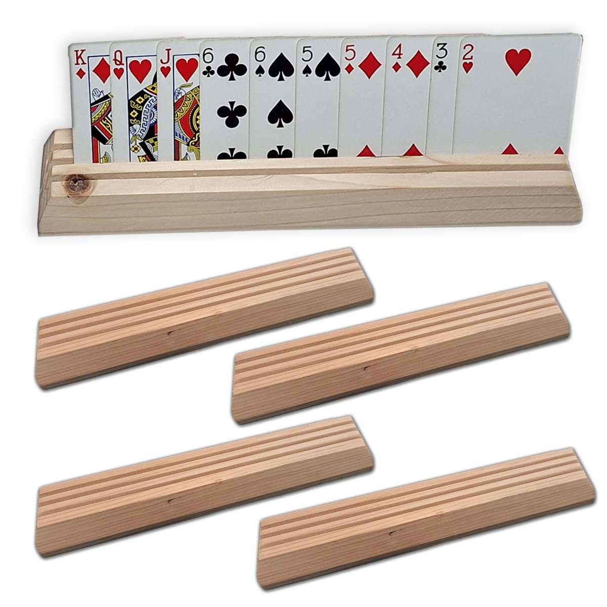 Wooden Playing Card Holders Set of 4 – Kip’s Wood Shop Handmade Organizer