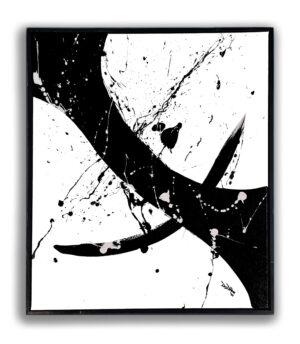 Broad Strokes black and white abstract framed canvas art by Deb’s Art Studio