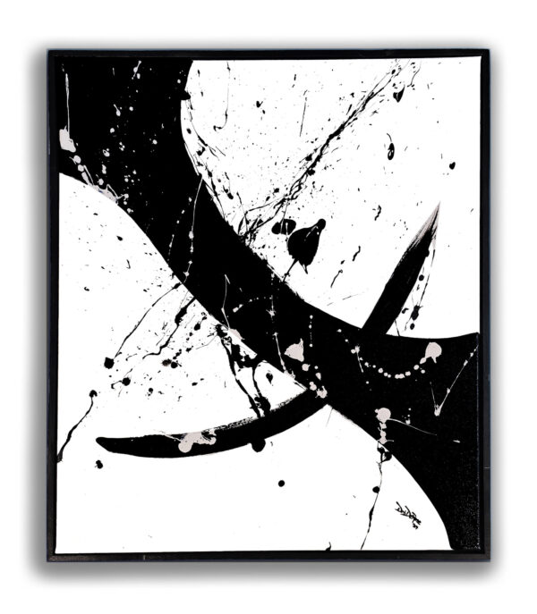 Broad Strokes black and white abstract framed canvas art by Deb’s Art Studio