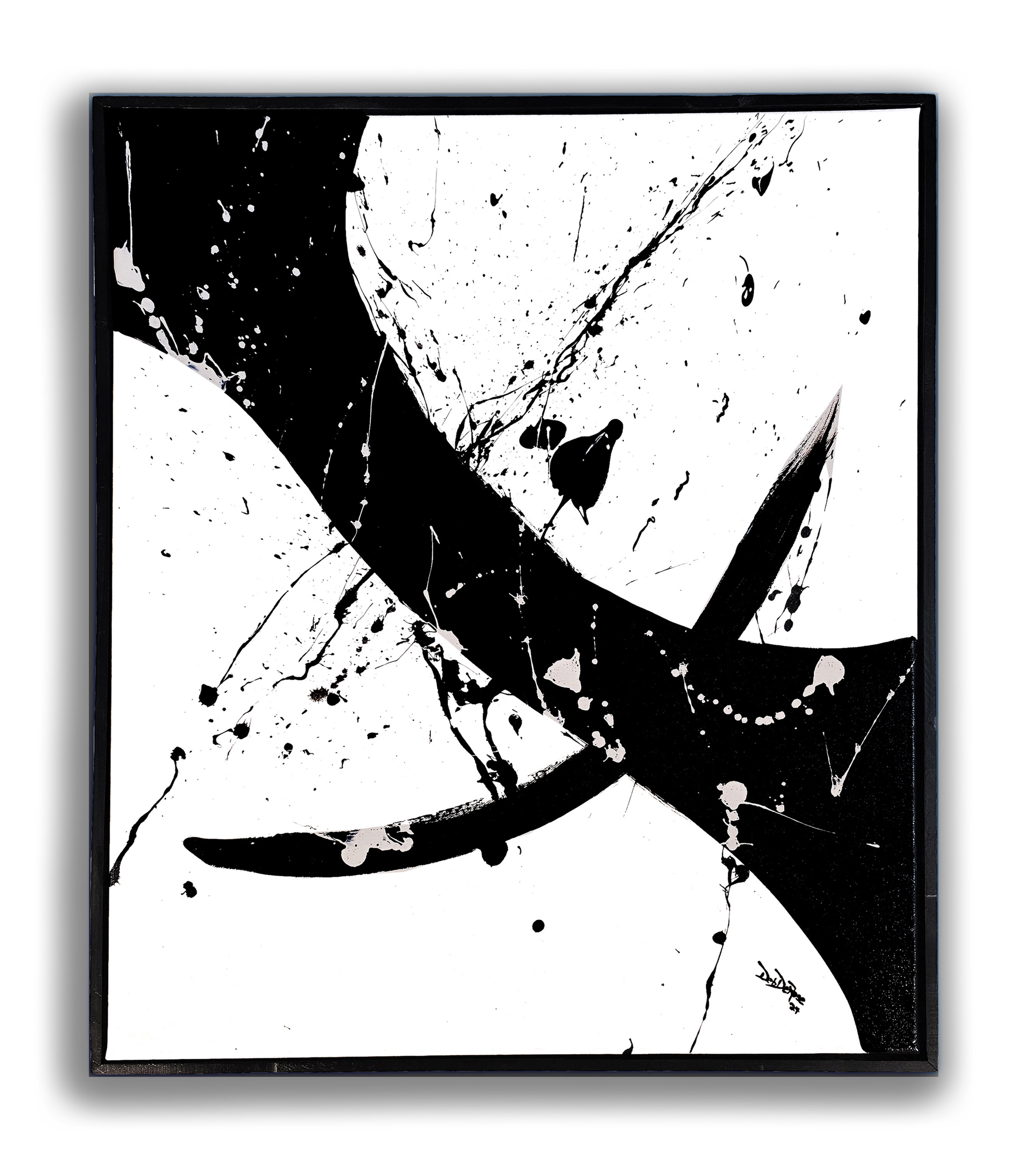 black and white abstract painting – Broad Strokes framed canvas by Deb’s Art Studio