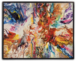 Electric rainbow abstract painting – high-saturation color flow