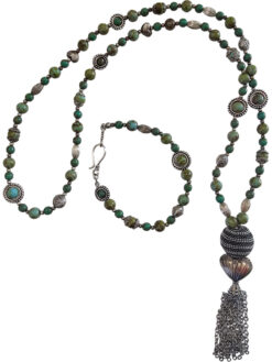 Green jasper jewelry set handmade necklace bracelet artisan design