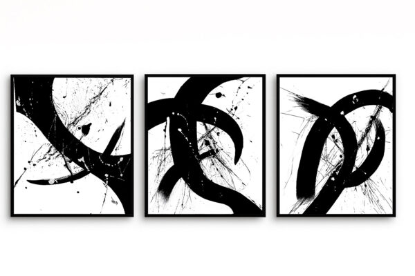 Monochrome Abstract Painting Collection – Broad Strokes, Monochrome Expression, Bold Impressions by Deb’s Art Studio