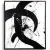 Hand-painted black and white abstract painting with expressive brushstrokes by Deb’s Art Studio, framed and ready to hang