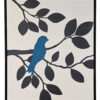 Hand-painted turquoise bird on gray tree wall art – framed 24x20 canvas