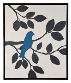 Turquoise bird wall art – minimalist bird silhouette on branches