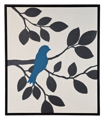 Turquoise bird wall art – minimalist bird silhouette on branches