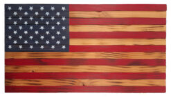 small rustic wooden American flag hand-painted pine panel wall art