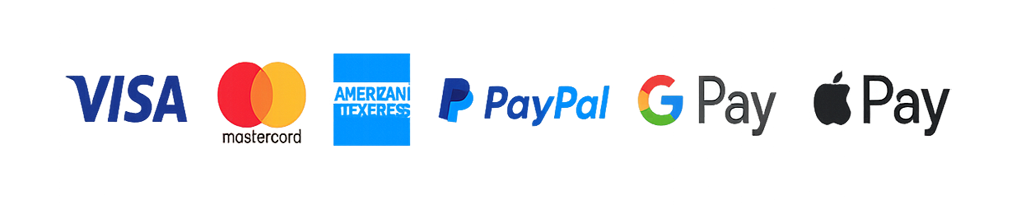 Accepted payments: Visa, Mastercard, American Express, Discover, PayPal, Google Pay, Apple Pay